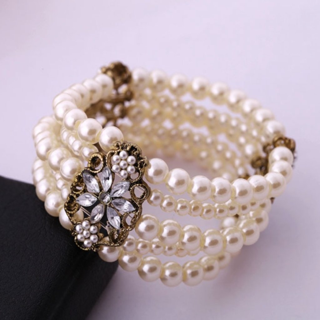Vintage 5 Strand Pearl Cz Bracelets 20$